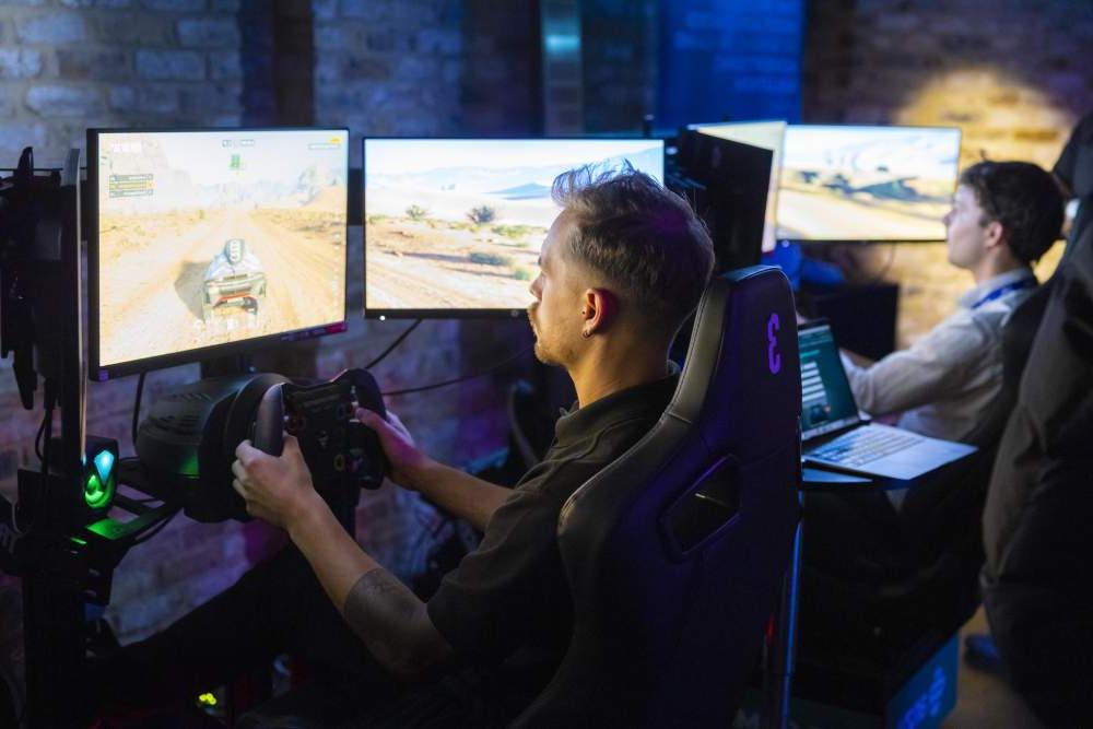 man playing computer games 